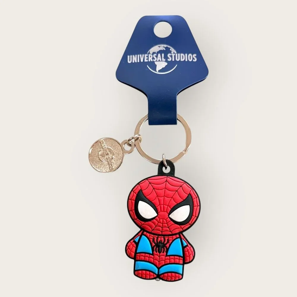 Spiderman Peter Parker Universal Studios Blue Flashlight Keychain Keyring